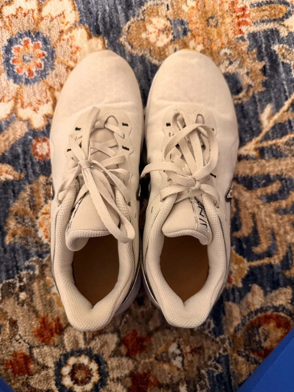 Nike Women’s Cream Athletic Sneakers with Leopard-Print Swoosh - Picture 2 of 4